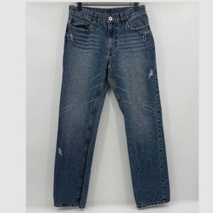 Levis 529 Jeans Women 32 Blue Low Rise Straight Leg Distressed Medium Wash Denim